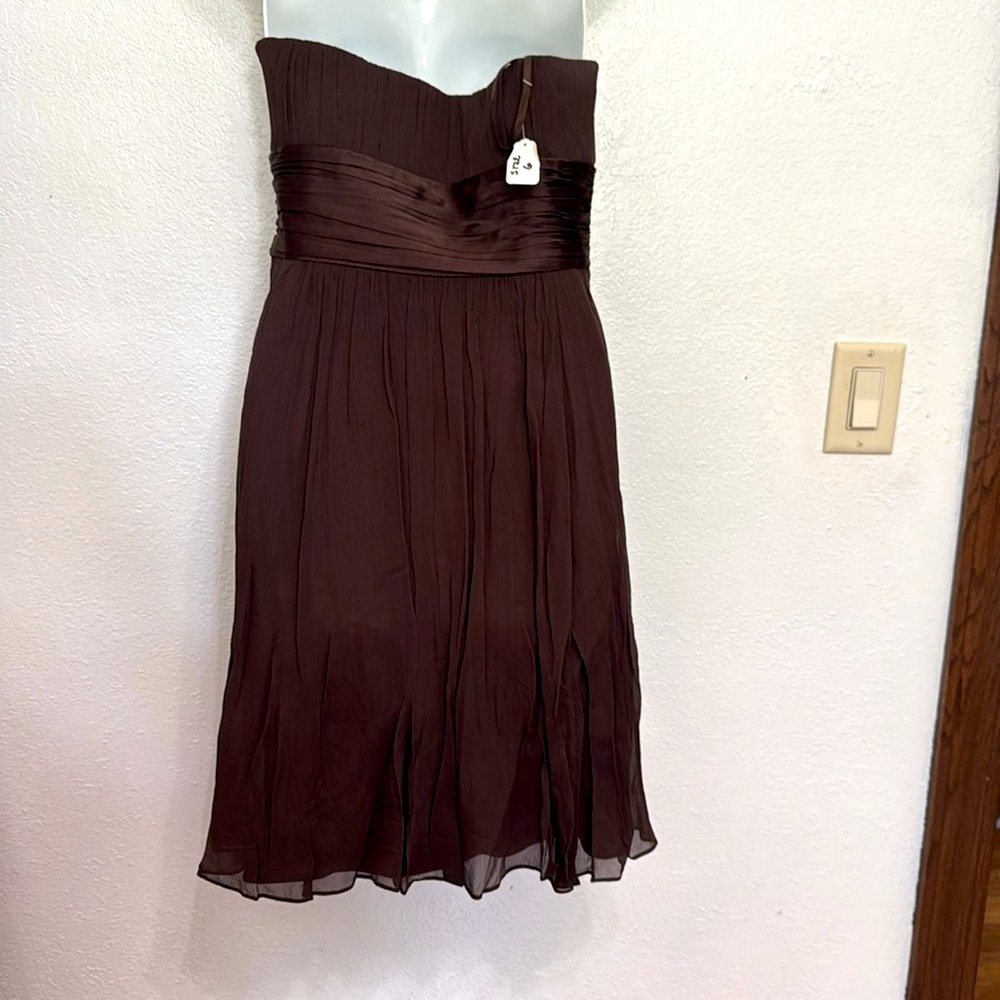 Ann Taylor silk chiffon strapless dress rich brown size 6 - Picture 6 of 7